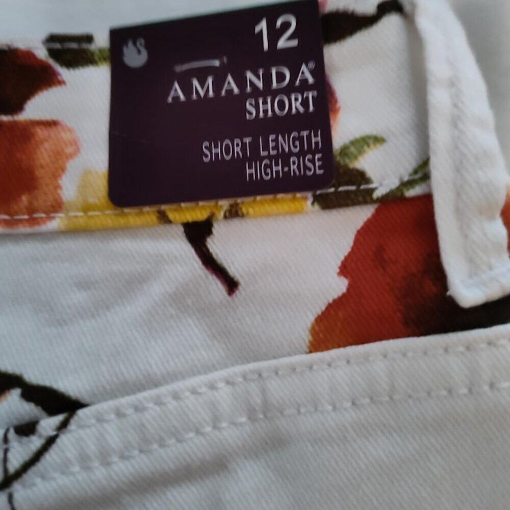 Gloria Vanderbilt Amanda Short Length High Risa Women's Shorts Floral Size 12 - Picture 5 of 7